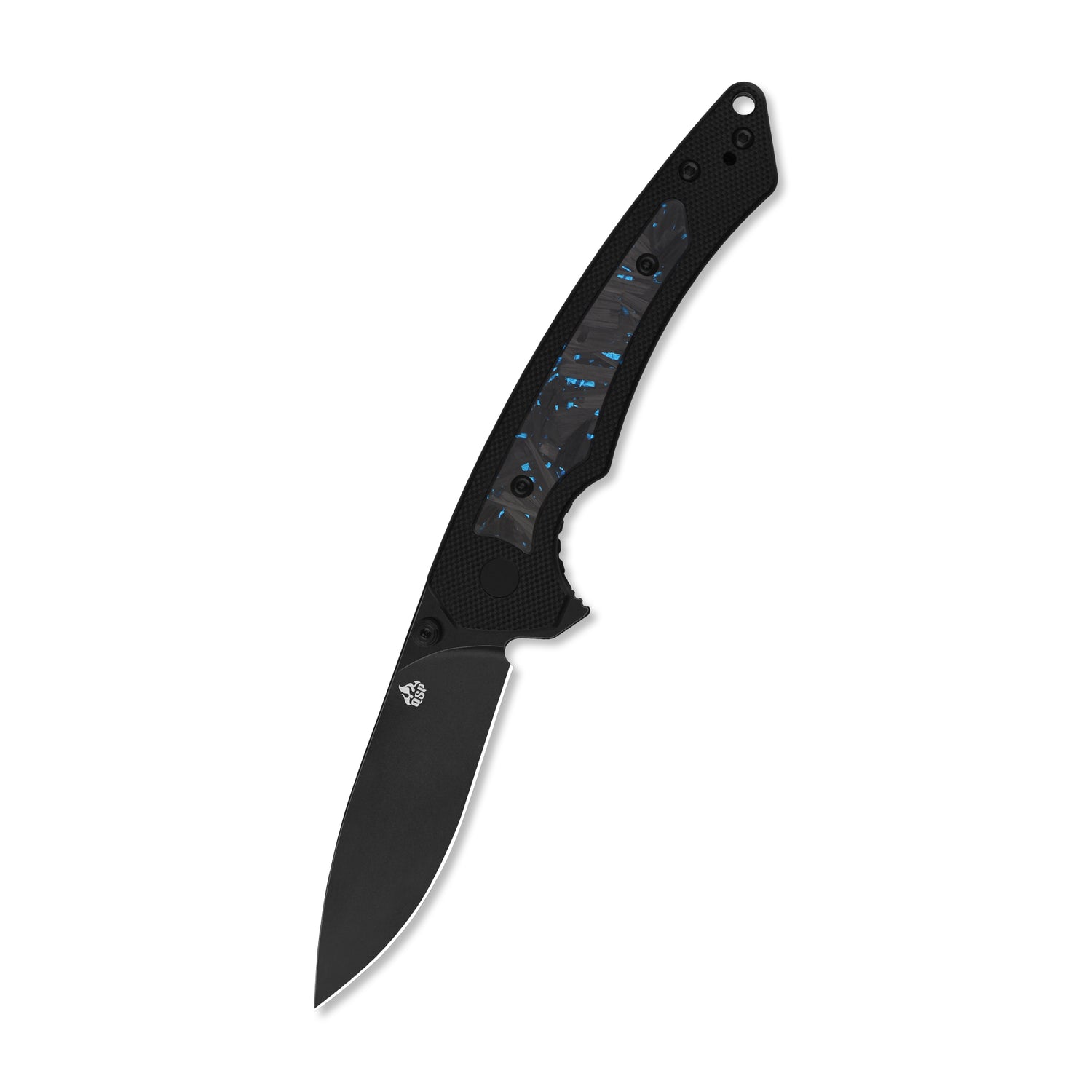 QSP Peregrine QS177-C2 Blackwashed 10Cr15MoV Blade Carbon Fiber & G10 Handle Liner Lock Folding Knife