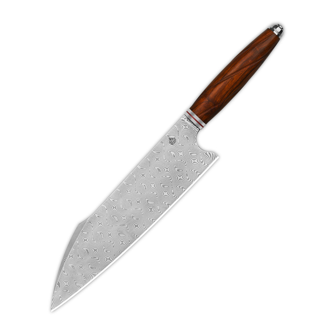 QSP Kitchen Knife QS-KK-001B 8'' Harpoon Chef Laminated Damascus Blade Desert Iron Wood Handle Mulan Series