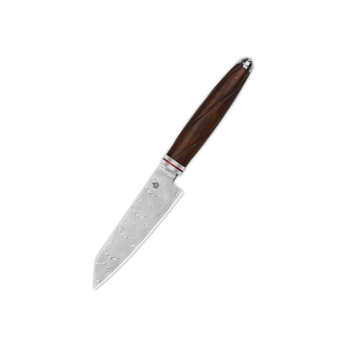 QSP Kitchen Knife QS-KK-005B 4'' Kiritsuke Damascus Blade Desert Iron Wood Handle Mulan Series