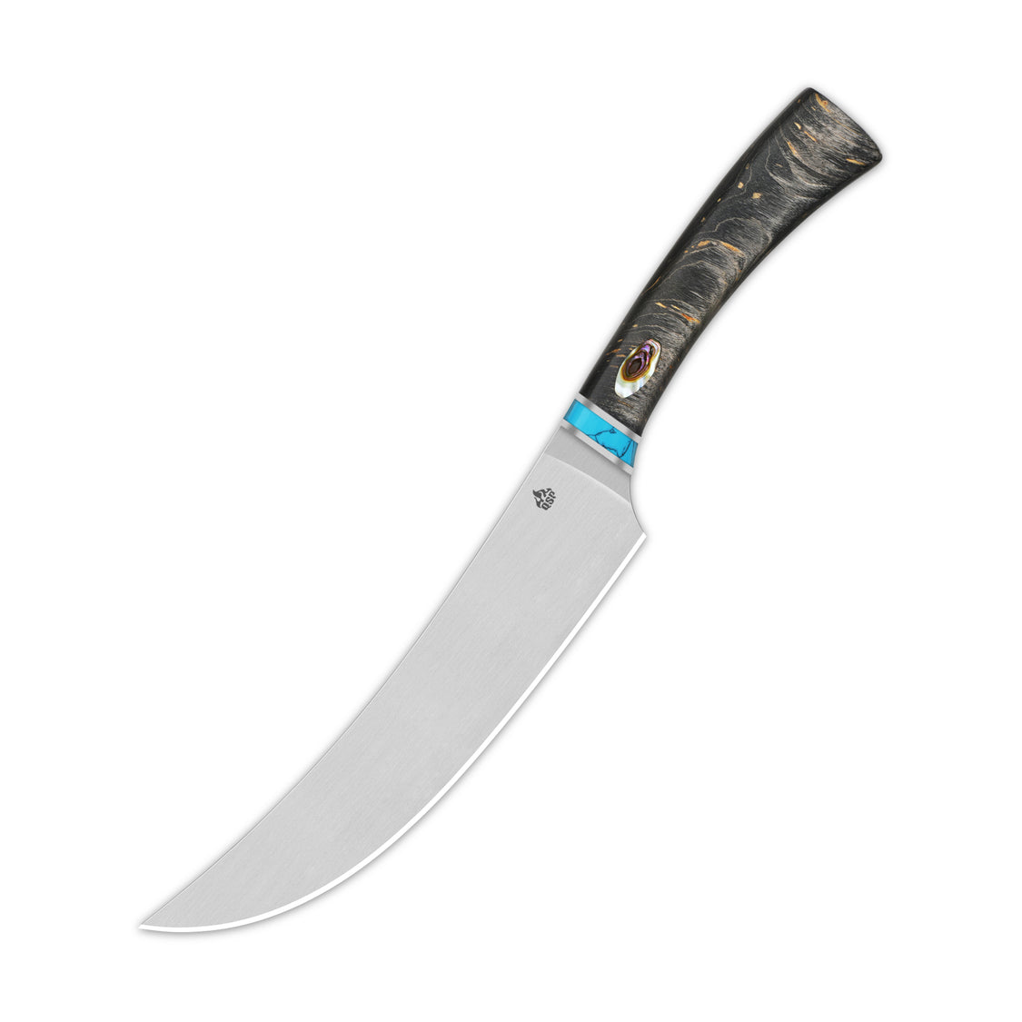 QSP Kitchen Knife QS-KK-006A 7.75'' Butcher Knife 14C28N Blade Stabilized Wood Handle with Abalone Shell Inlay Noble Series
