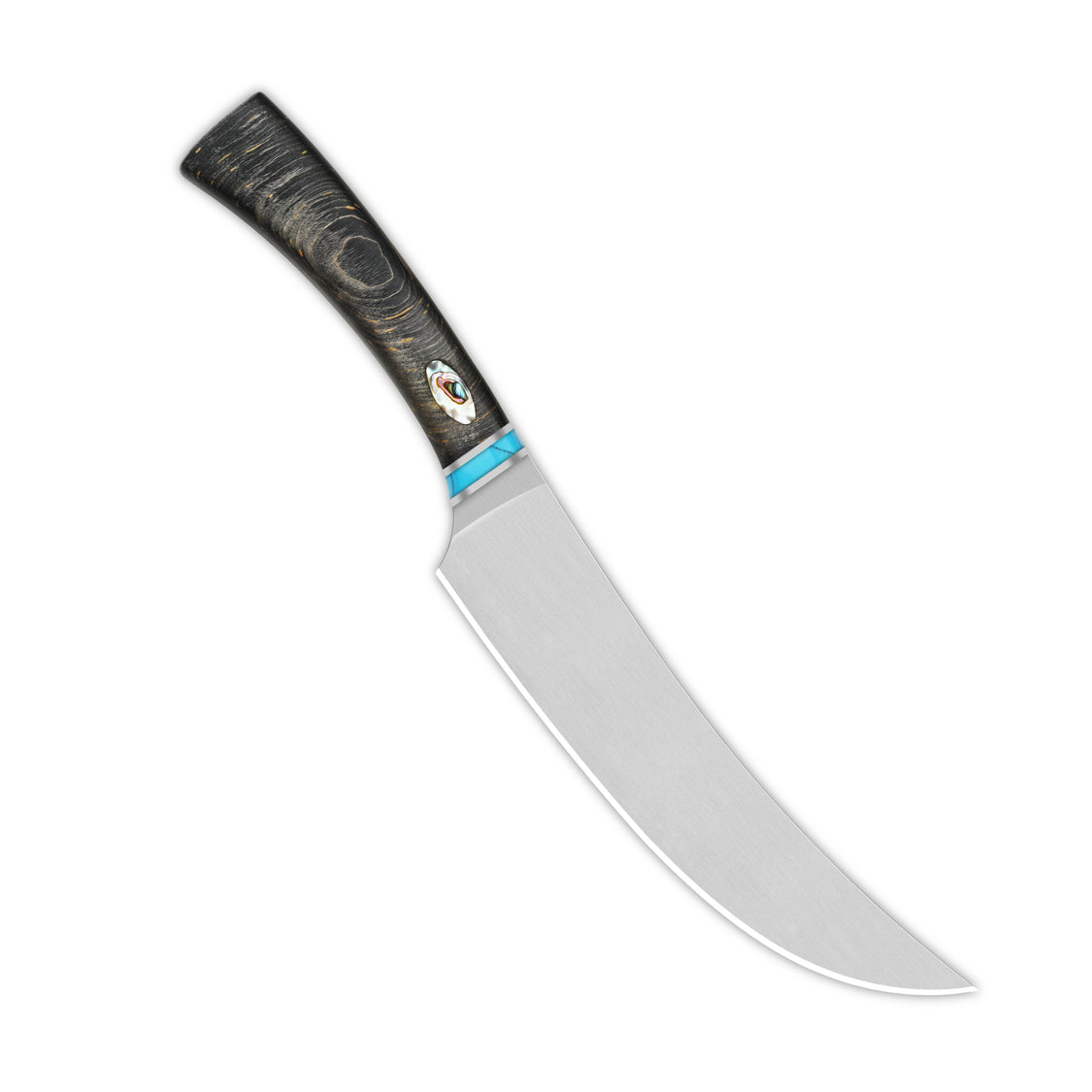 QSP Kitchen Knife QS-KK-006A 7.75'' Butcher Knife 14C28N Blade Stabilized Wood Handle with Abalone Shell Inlay Noble Series