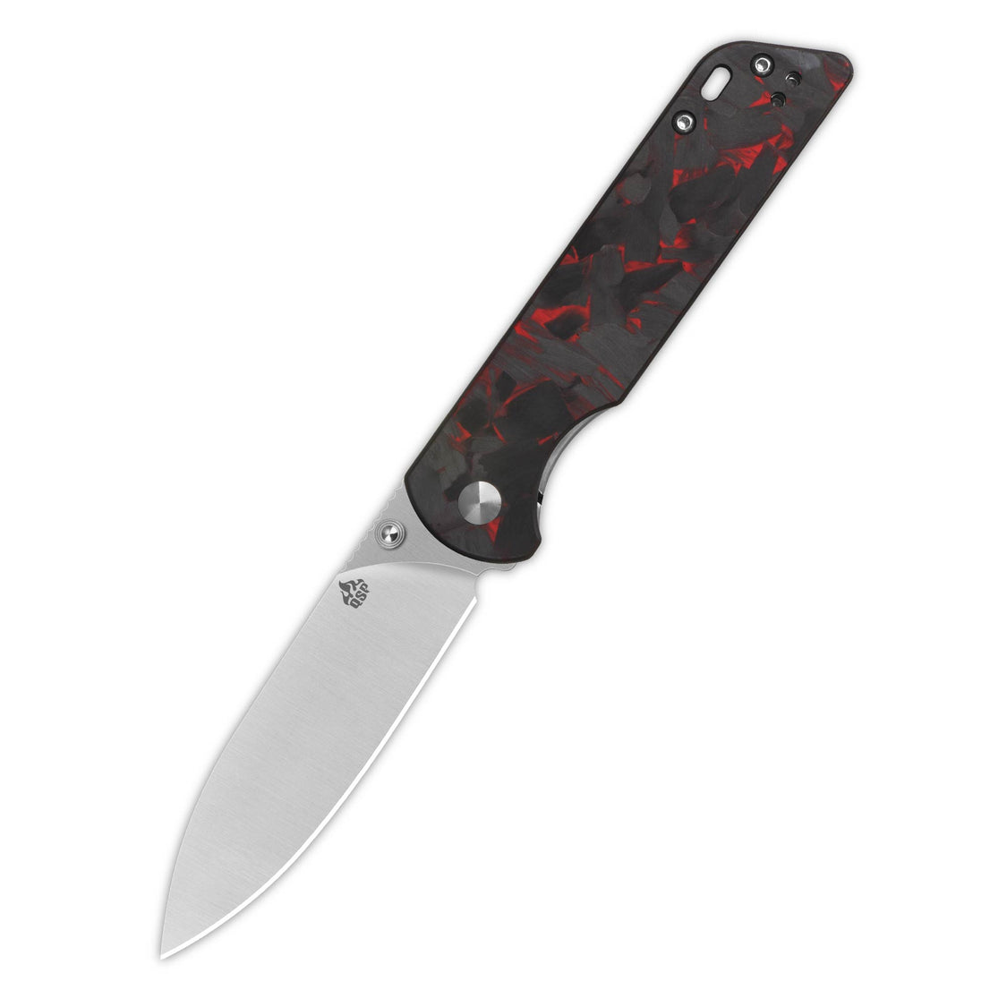 QSP Parrot V2 QS102-I V2 D2 Blade Shredded CF overlay G10 Handle Liner Lock Pocket knife
