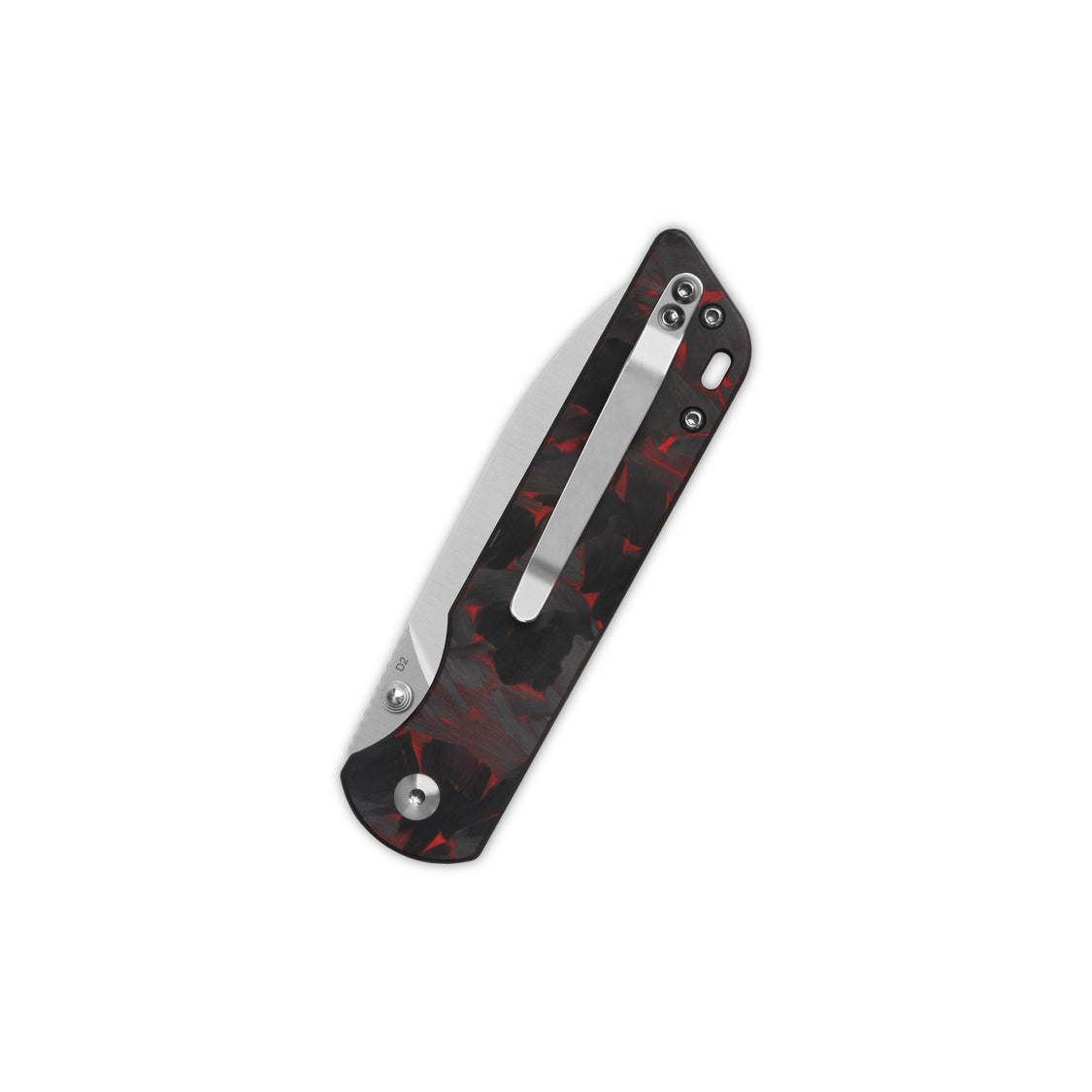 QSP Parrot V2 QS102-I V2 D2 Blade Shredded CF overlay G10 Handle Liner Lock Pocket knife