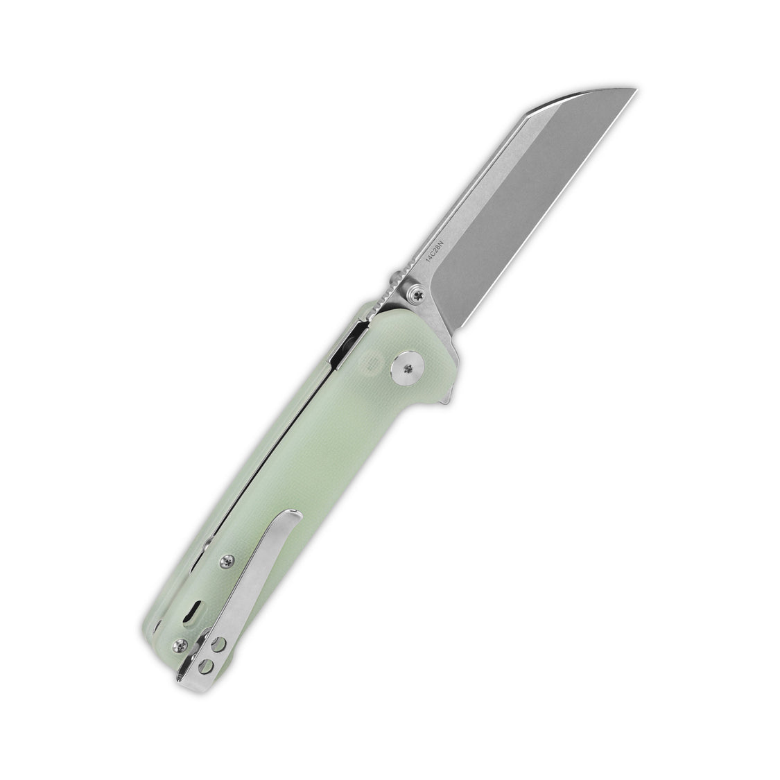 QSP Penguin QS130BL-B1 14C28N Blade Jade G10 Handle Button Lock Pocket Knife