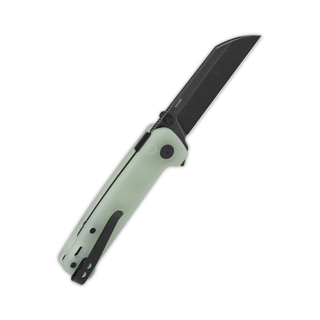 QSP Penguin QS130BL-B2 14C28N Blade Jade G10 Handle Button Lock Pocket Knife