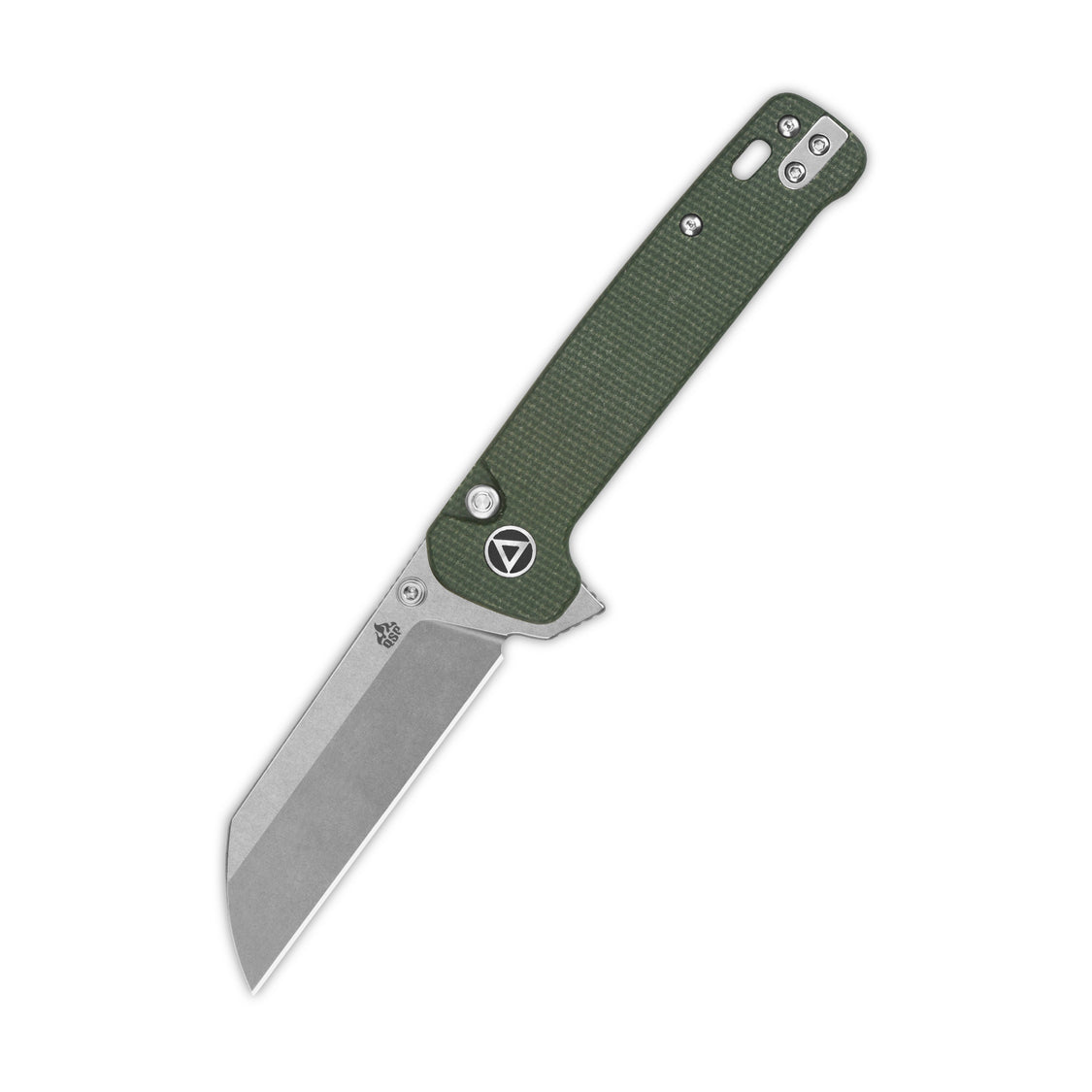 QSP Penguin QS130BL-C1 14C28N Blade Green Micarta Handle Button Lock Pocket Knife