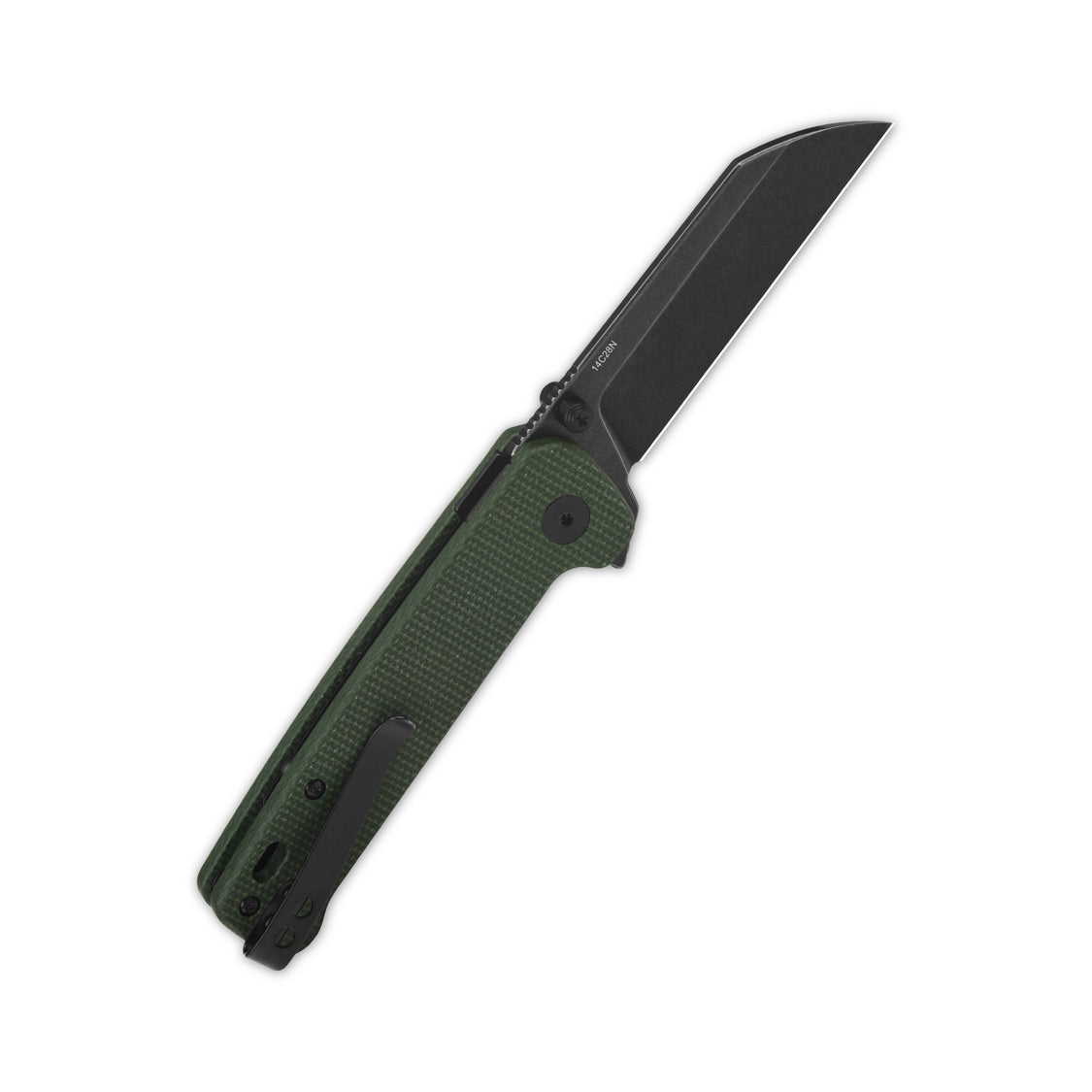 QSP Penguin QS130BL-C2 14C28N Blade Green Micarta Handle Button Lock Pocket Knife