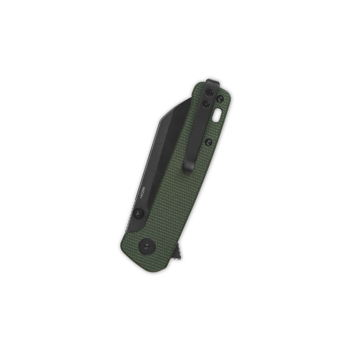 QSP Penguin QS130BL-C2 14C28N Blade Green Micarta Handle Button Lock Pocket Knife