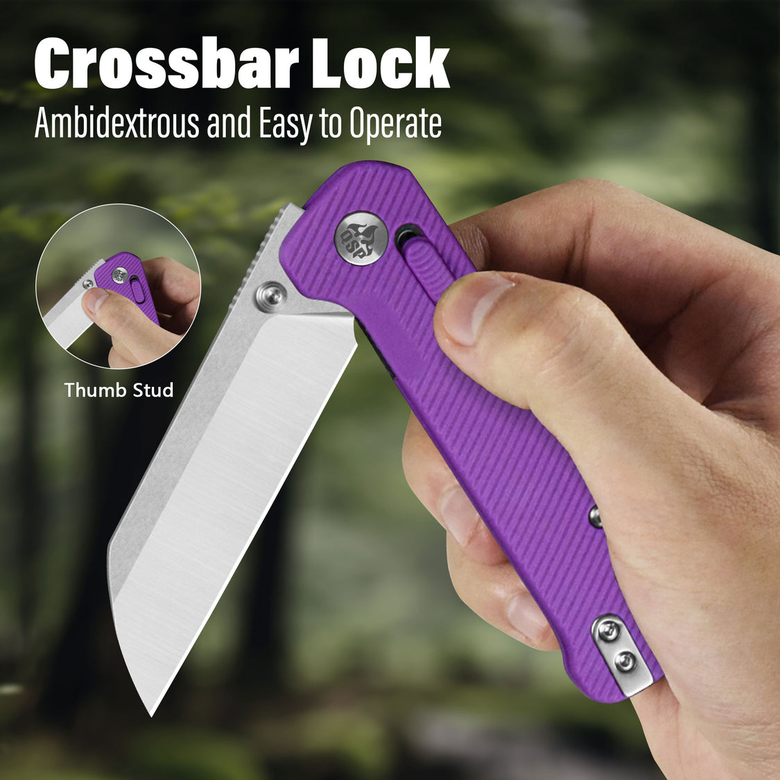 QSP Knife Penguin QS130GL-E1 14C28N Blade Purple FRN Handle Glyde Lock Pocket Knife