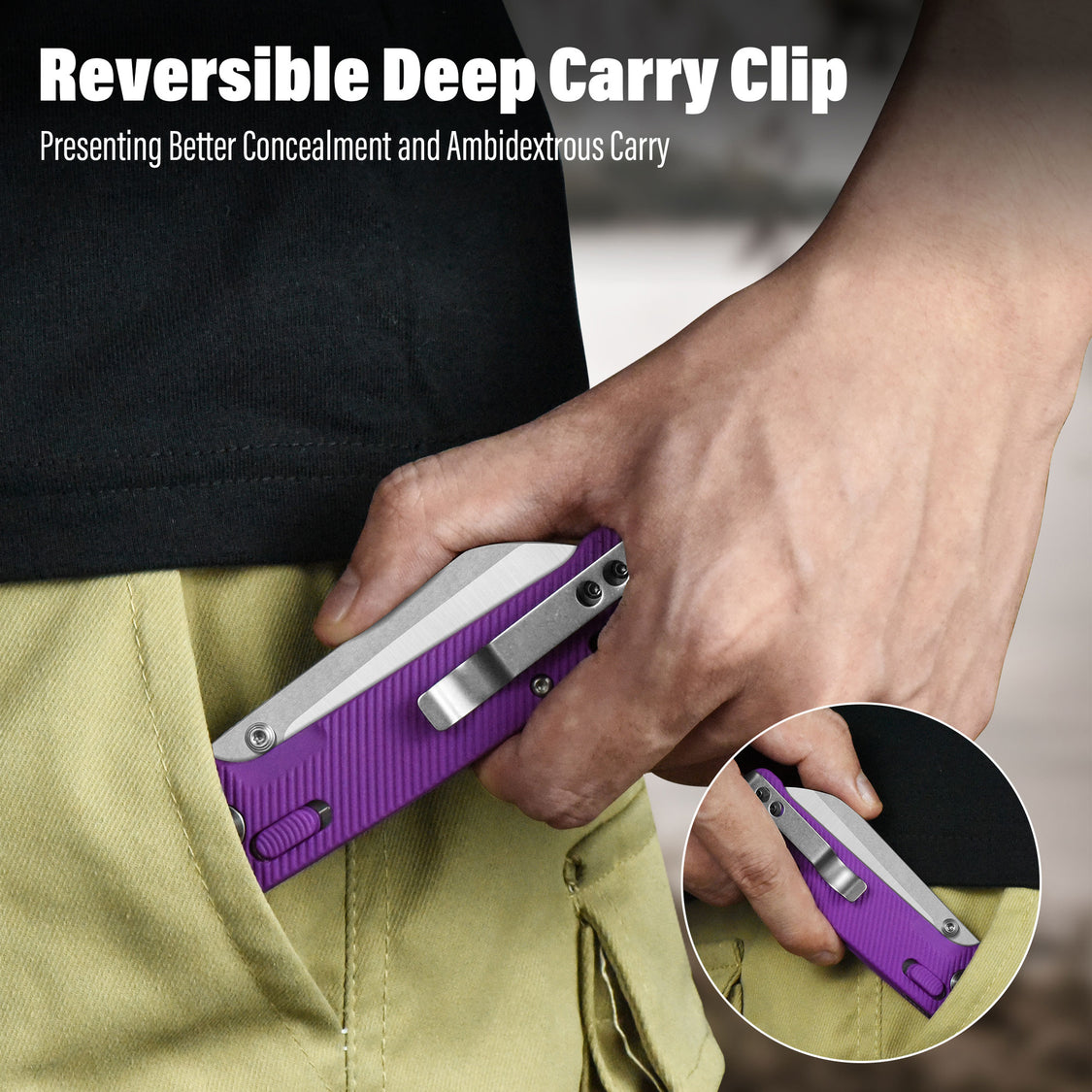 QSP Knife Penguin QS130GL-E1 14C28N Blade Purple FRN Handle Glyde Lock Pocket Knife