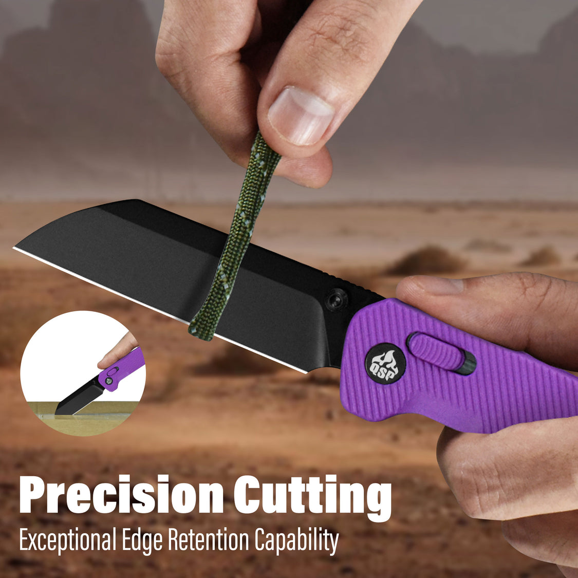 QSP Knife Penguin QS130GL-E2 14C28N Blade Purple FRN Handle Glyde Lock Pocket Knife