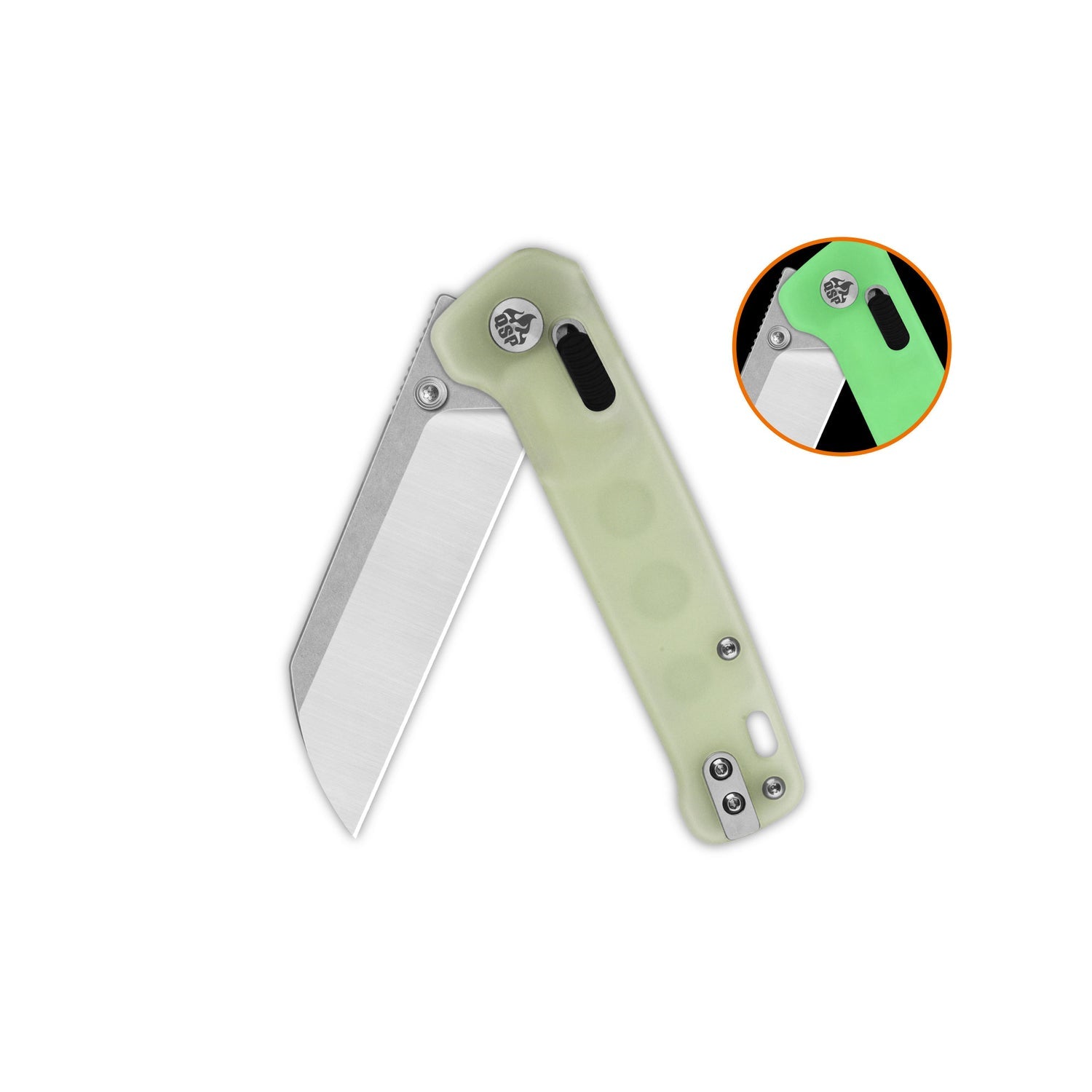 QSP Penguin QS130GL-H1 14C28N Blade Black Glow-in-the-dark resin Handle Glyde Lock Pocket Knife