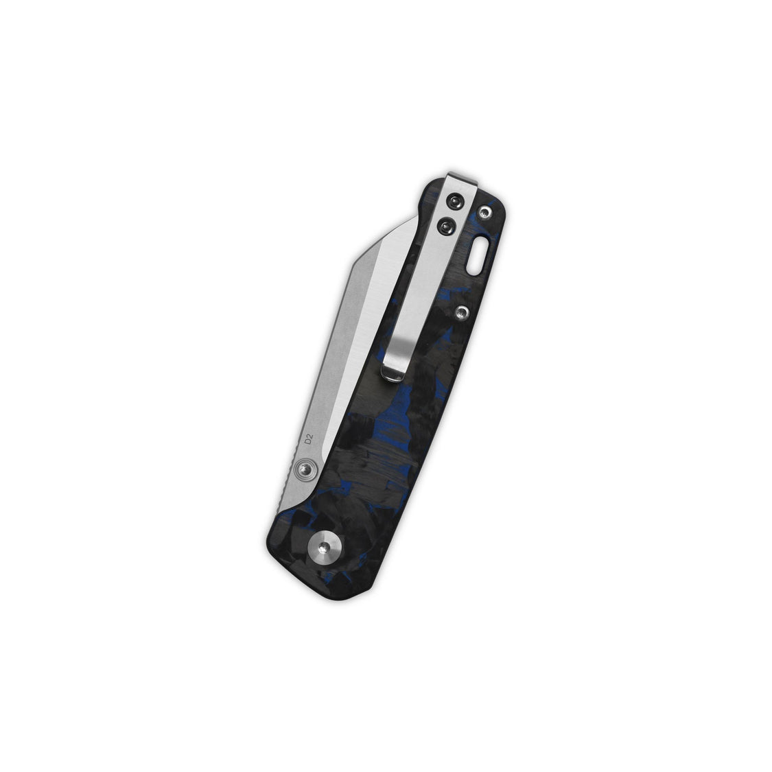 QSP Penguin V2 QS130V2-E1 D2 blade Blue Shredded CF overlay G10 handle Liner Lock Pocket Knife
