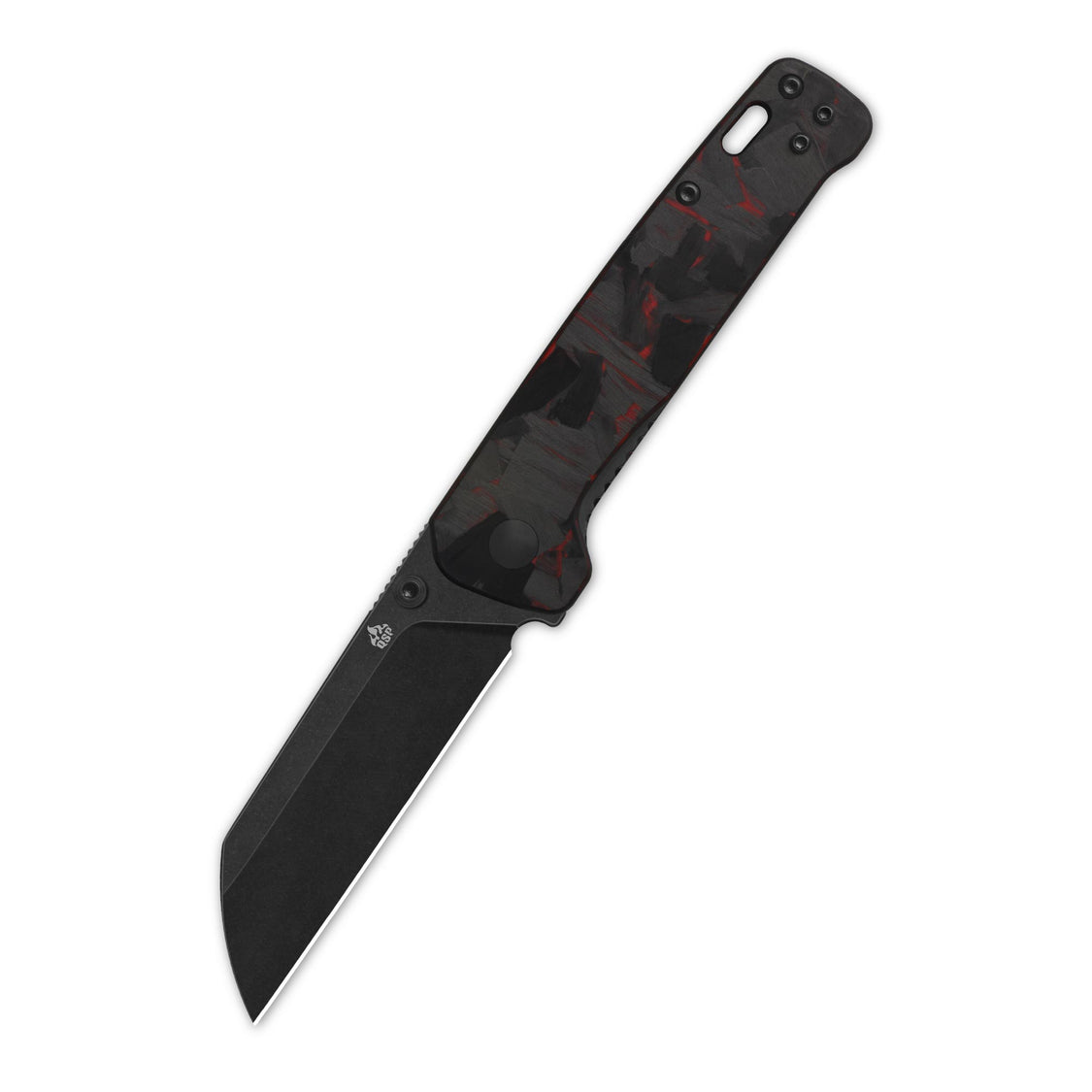 QSP Penguin V2 QS130V2-F2 D2 blade Red Shredded CF overlay G10 handle Liner Lock Pocket Knife