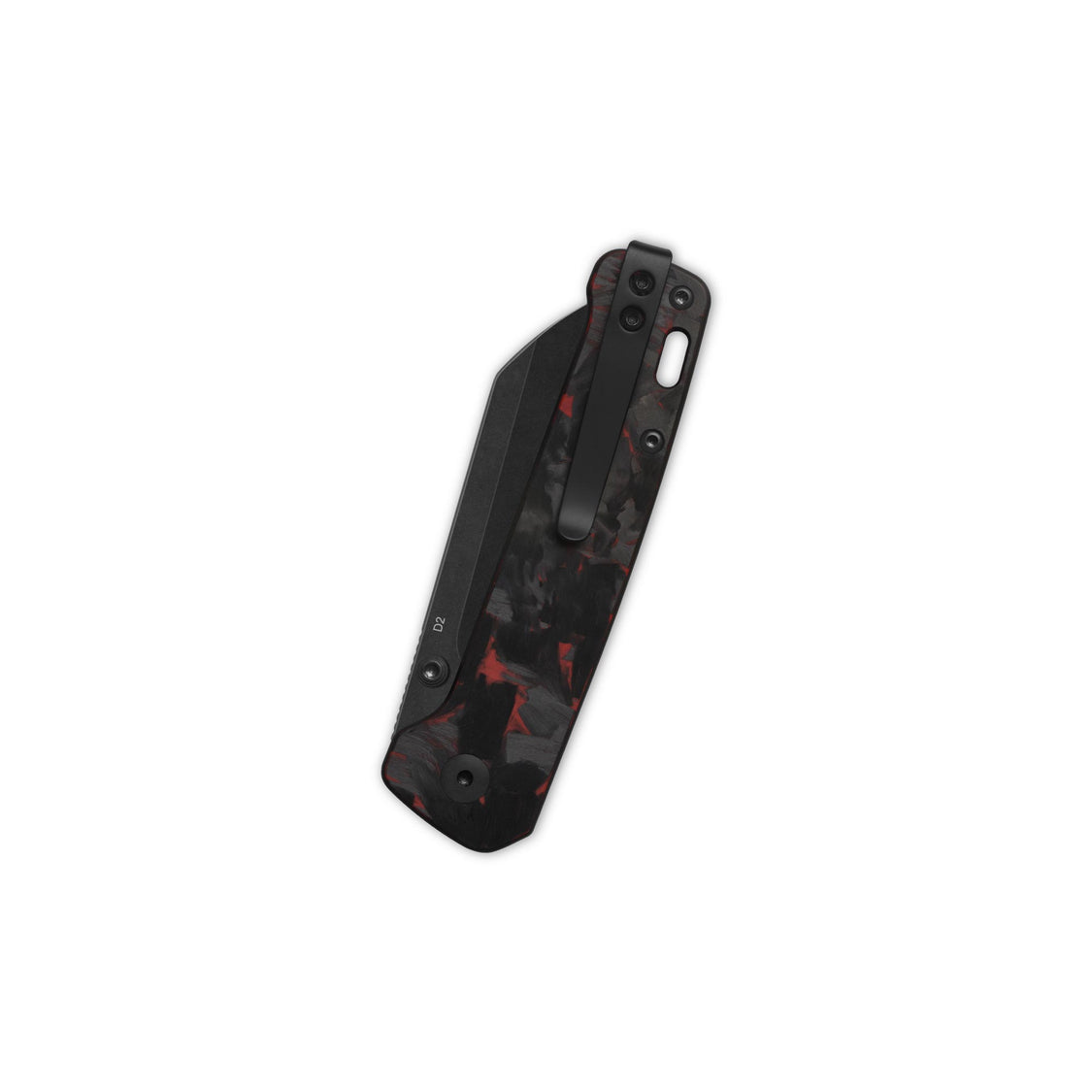 QSP Penguin V2 QS130V2-F2 D2 blade Red Shredded CF overlay G10 handle Liner Lock Pocket Knife