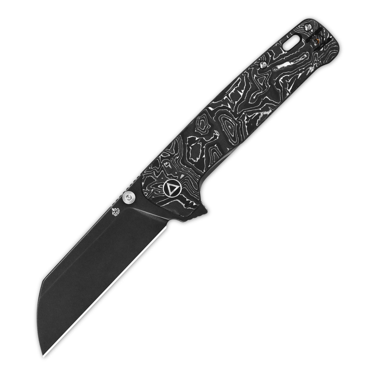 QSP Penguin Plus QS130XL-D2 CPM-20CV Blade Aluminium Foil Carbon Fiber and Titanium Handle Frame Lock Folding Knife