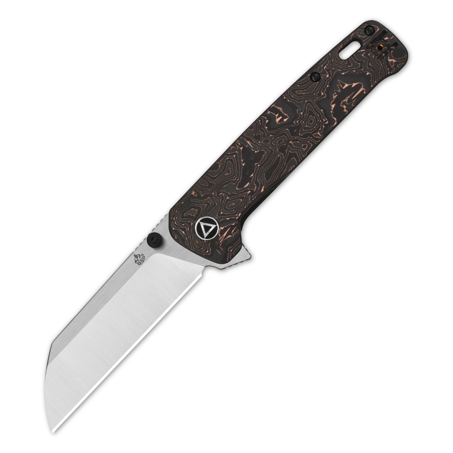 QSP Penguin Plus QS130XL-E1 CPM-20CV Blade Copper Carbon Fiber and Titanium Handle Frame Lock Folding Knife