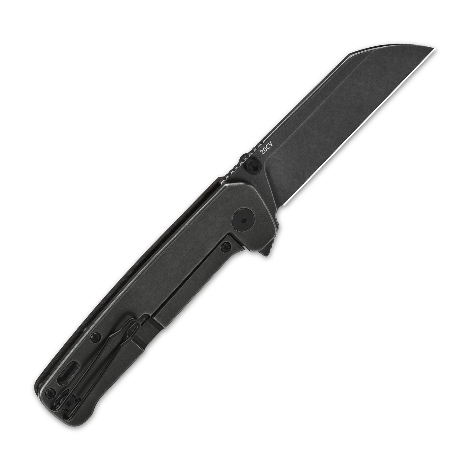 QSP Penguin Plus QS130XL-E2 CPM-20CV Blade Copper Carbon Fiber and Titanium Handle Frame Lock Folding Knife