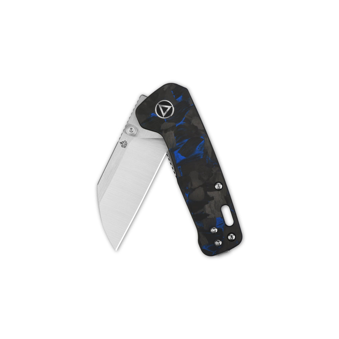 QSP Penguin Mini QS130XS-D1 14C28N Blade Blue Shredded CF overlay G10 Handle Liner Lock Pocket Knife