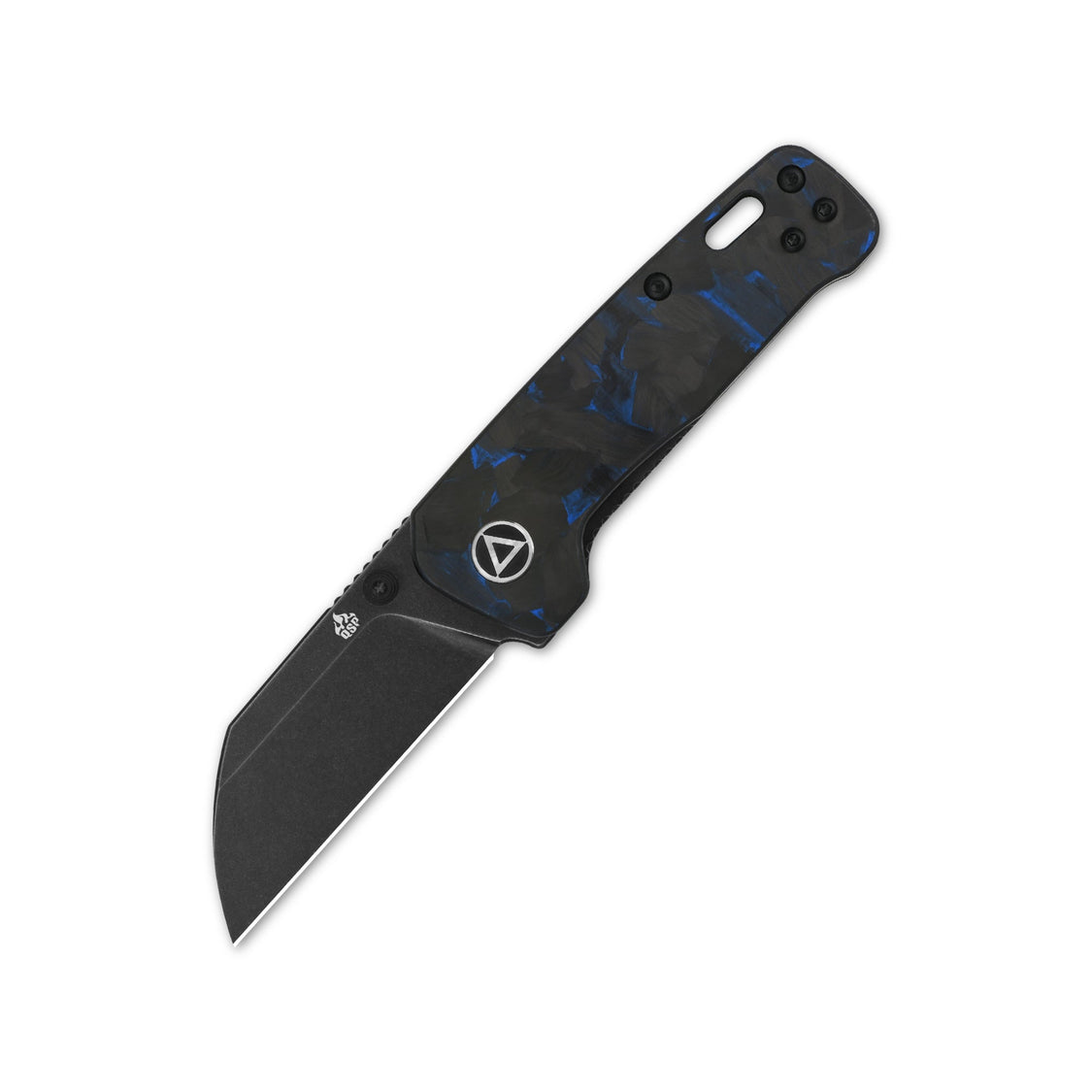 QSP Penguin Mini QS130XS-D2 14C28N Blade Blue Shredded CF overlay G10 Handle Liner Lock Pocket Knife