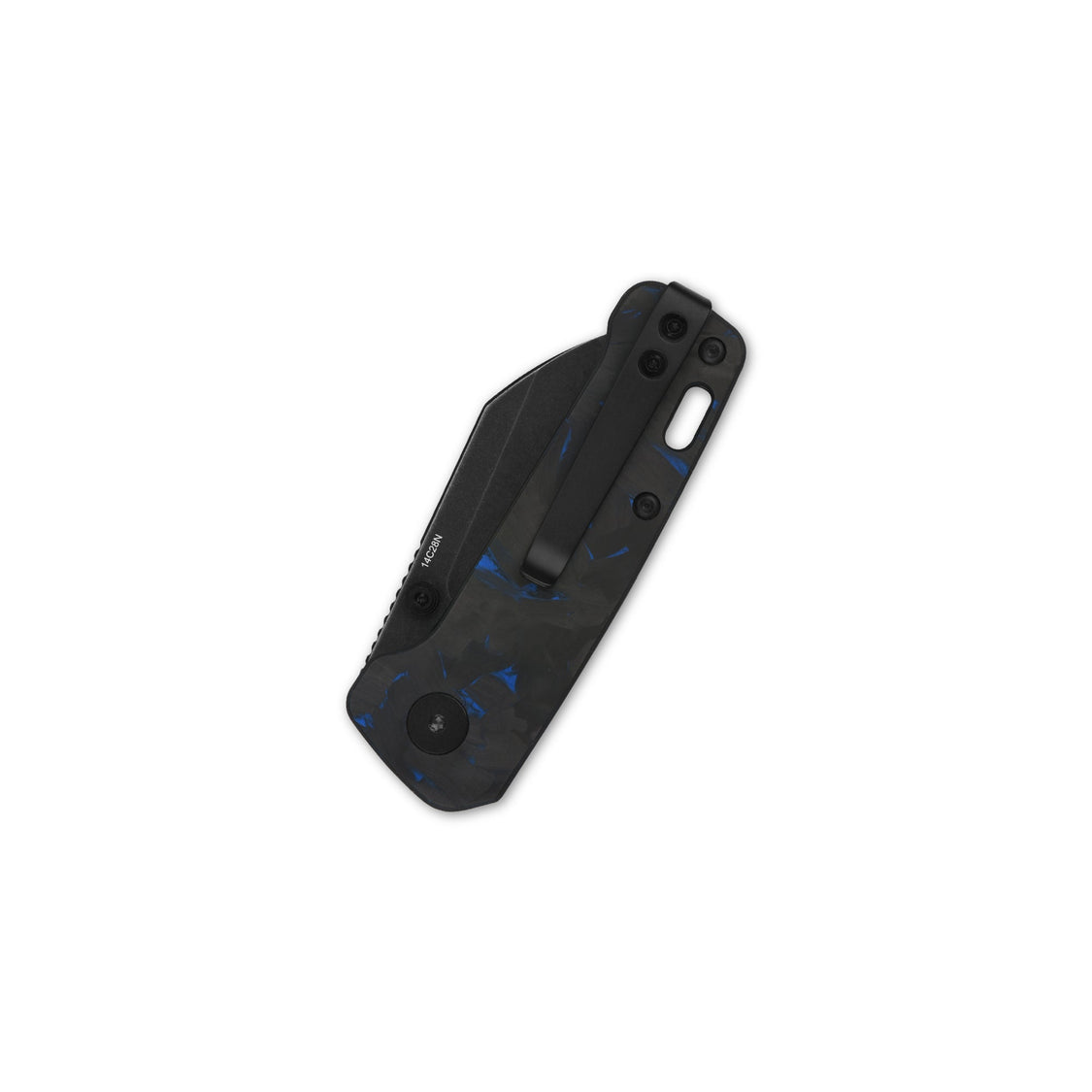 QSP Penguin Mini QS130XS-D2 14C28N Blade Blue Shredded CF overlay G10 Handle Liner Lock Pocket Knife