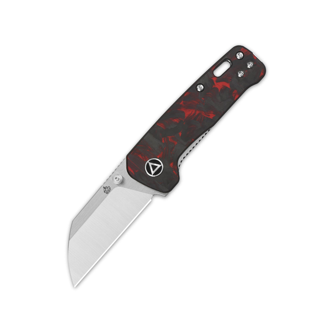 QSP Penguin Mini Liner QS130XS-E1 14C28N Blade Red Shredded CF overlay G10 Handle Lock Pocket Knife
