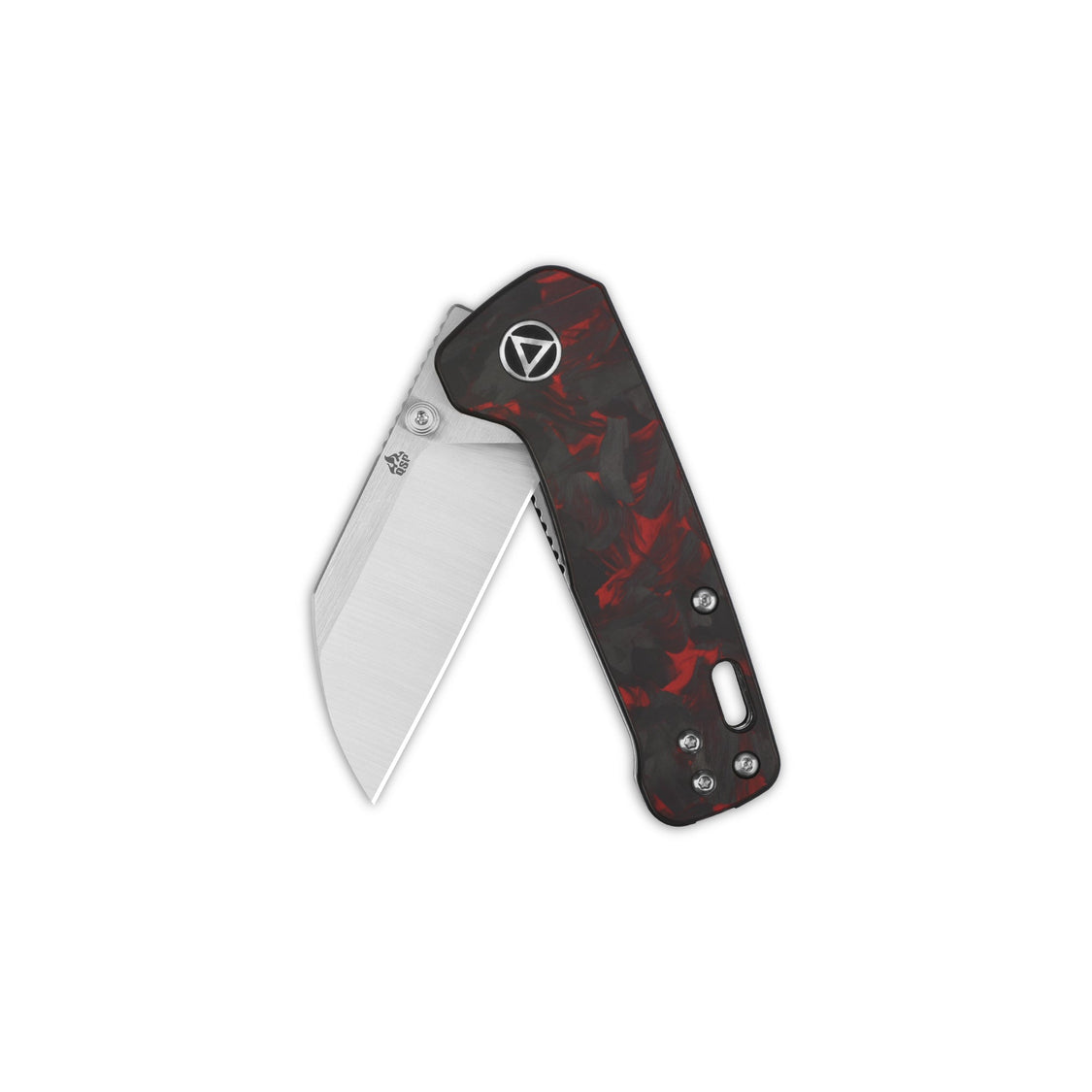 QSP Penguin Mini Liner QS130XS-E1 14C28N Blade Red Shredded CF overlay G10 Handle Lock Pocket Knife