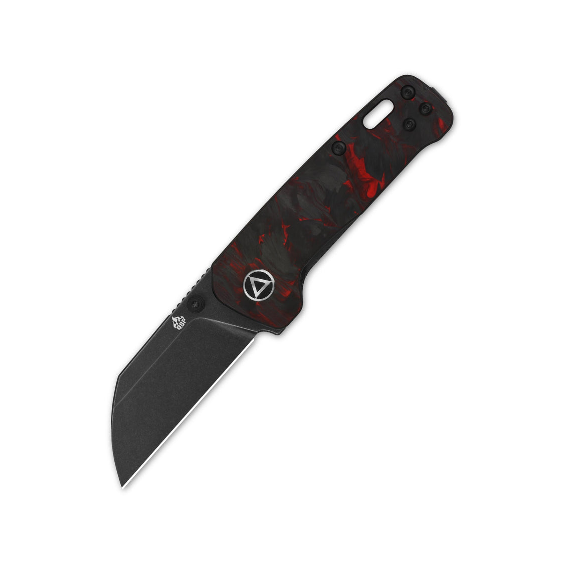 QSP Penguin Mini QS130XS-E2 14C28N Blade Red Shredded CF overlay G10 Handle Liner Lock Pocket Knife
