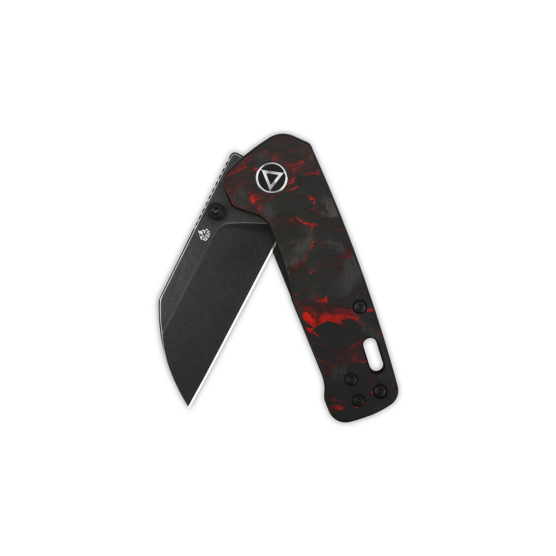 QSP Penguin Mini QS130XS-E2 14C28N Blade Red Shredded CF overlay G10 Handle Liner Lock Pocket Knife