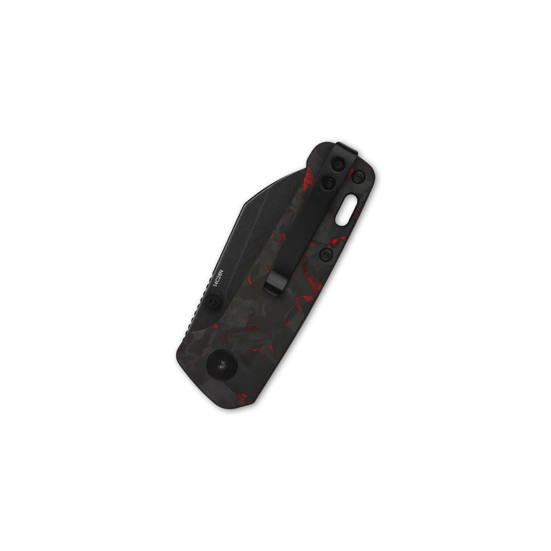 QSP Penguin Mini QS130XS-E2 14C28N Blade Red Shredded CF overlay G10 Handle Liner Lock Pocket Knife