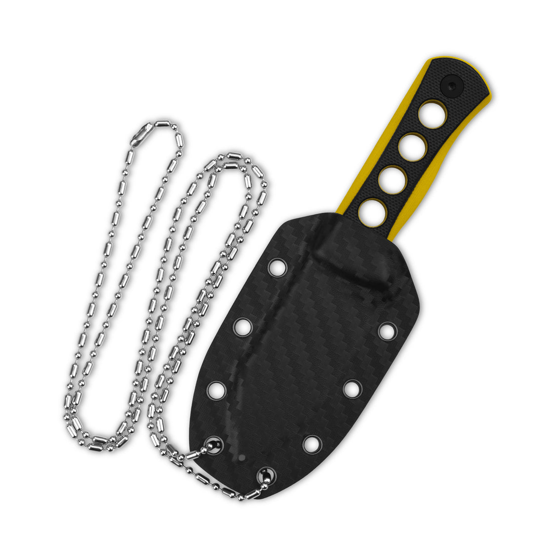QSP Canary QS141-A2 14C28N blade Black/Yellow G10 handle with Kydex sheath Neck knife