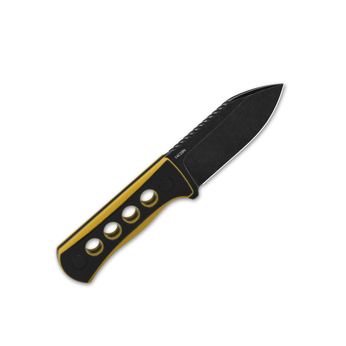 QSP Canary QS141-A2 14C28N blade Black/Yellow G10 handle with Kydex sheath Neck knife