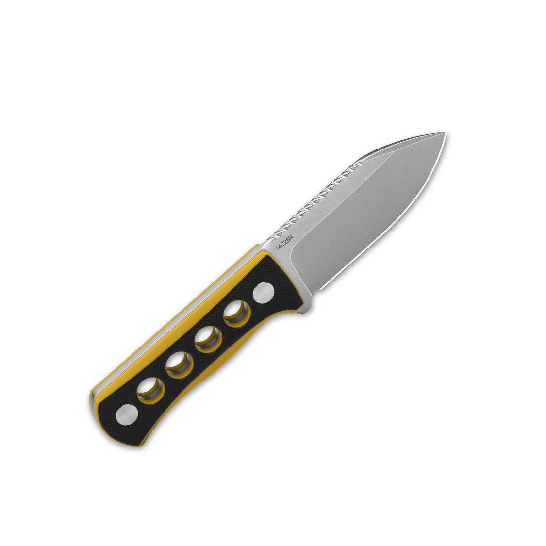 QSP Canary QS141-A1 14C28N blade Black/Yellow G10 handle with Kydex sheath Neck knife
