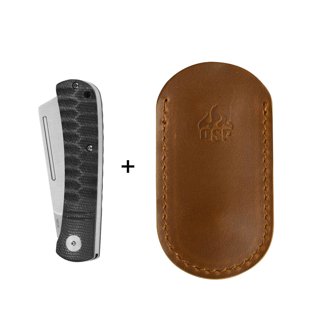 QSP Hedgehog QS142-E 14C28N blade Micarta Handle-Cleaver Slip Joint Pocket Knife