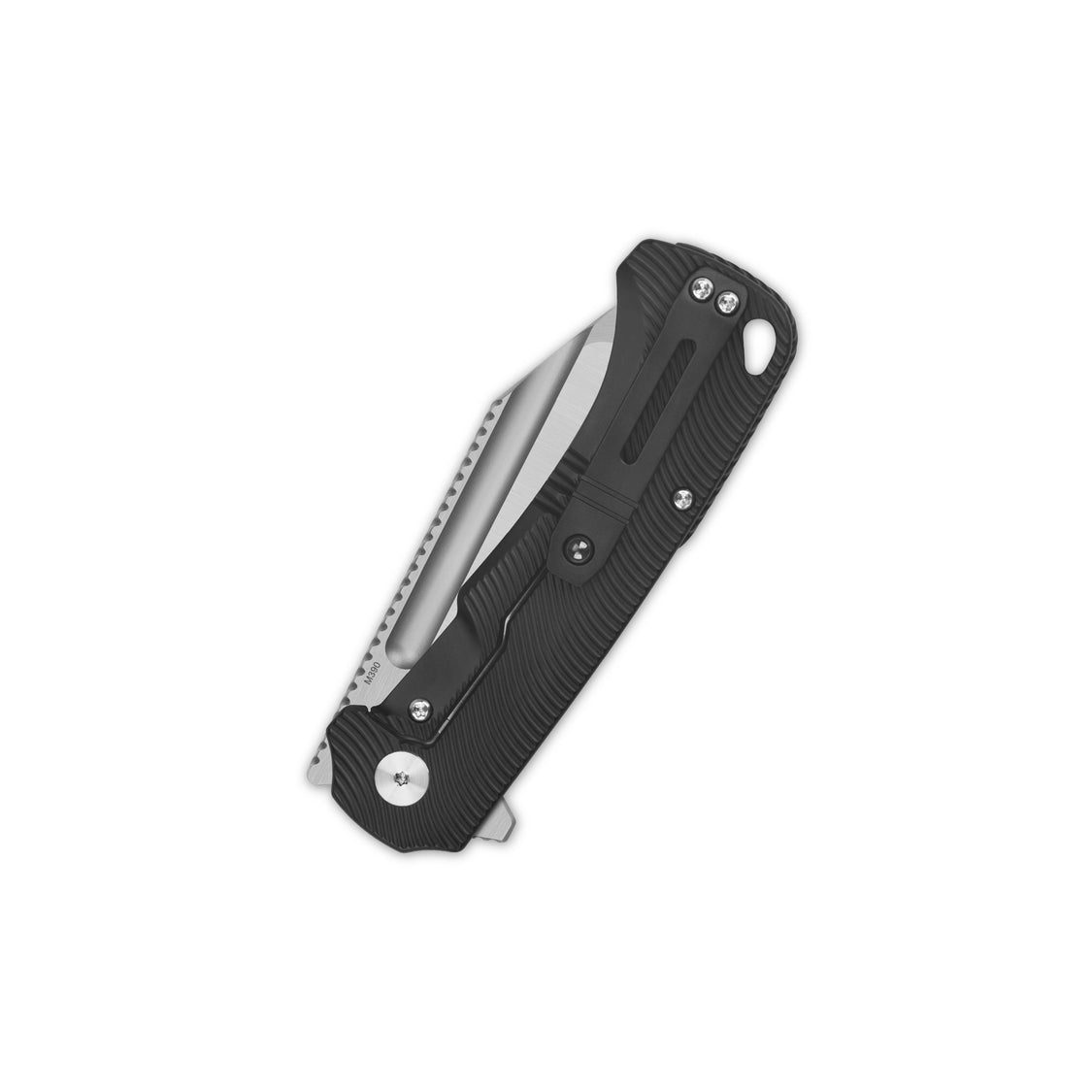 QSP Rhino QS143-H  Böhler M390 Compound blade Texture Titanium handle Frame lock Pocket knife