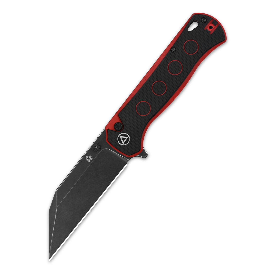 QSP Swordfish QS149-A2 14C28N blade Black/Red G10 handle Button Lock Pocket Knife