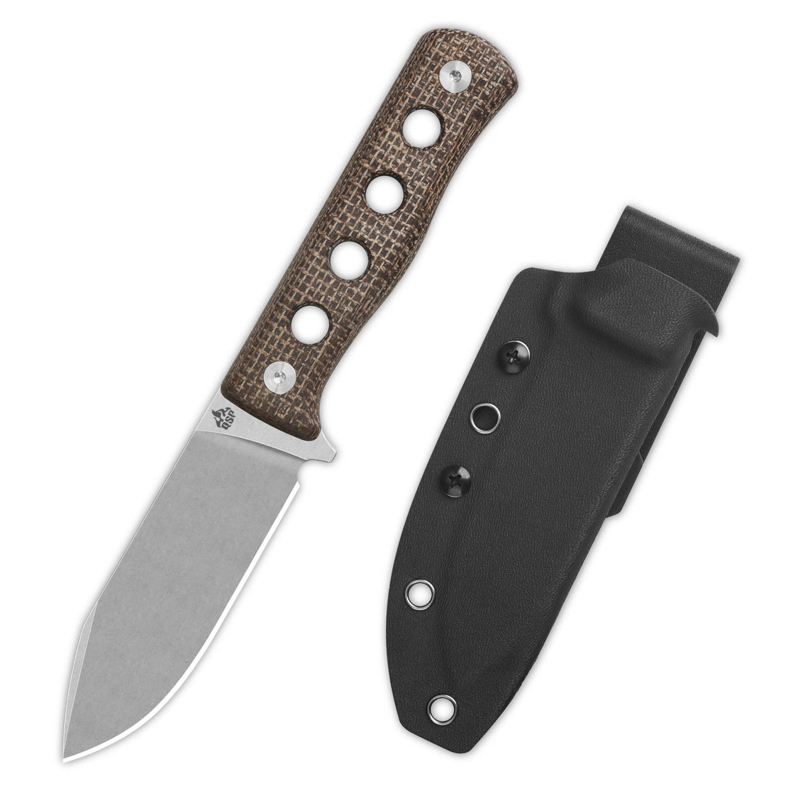 QSP QS155-A1 Canary Fixed Blade KnifeDark Brown Micarta Handle  Cr8Mo2VSi(DC53) Blade