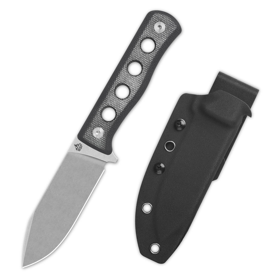 QSP QS155-B1 Canary Fixed Blade Knife Cr8Mo2VSi(DC53) Blade Black Micarta Handle
