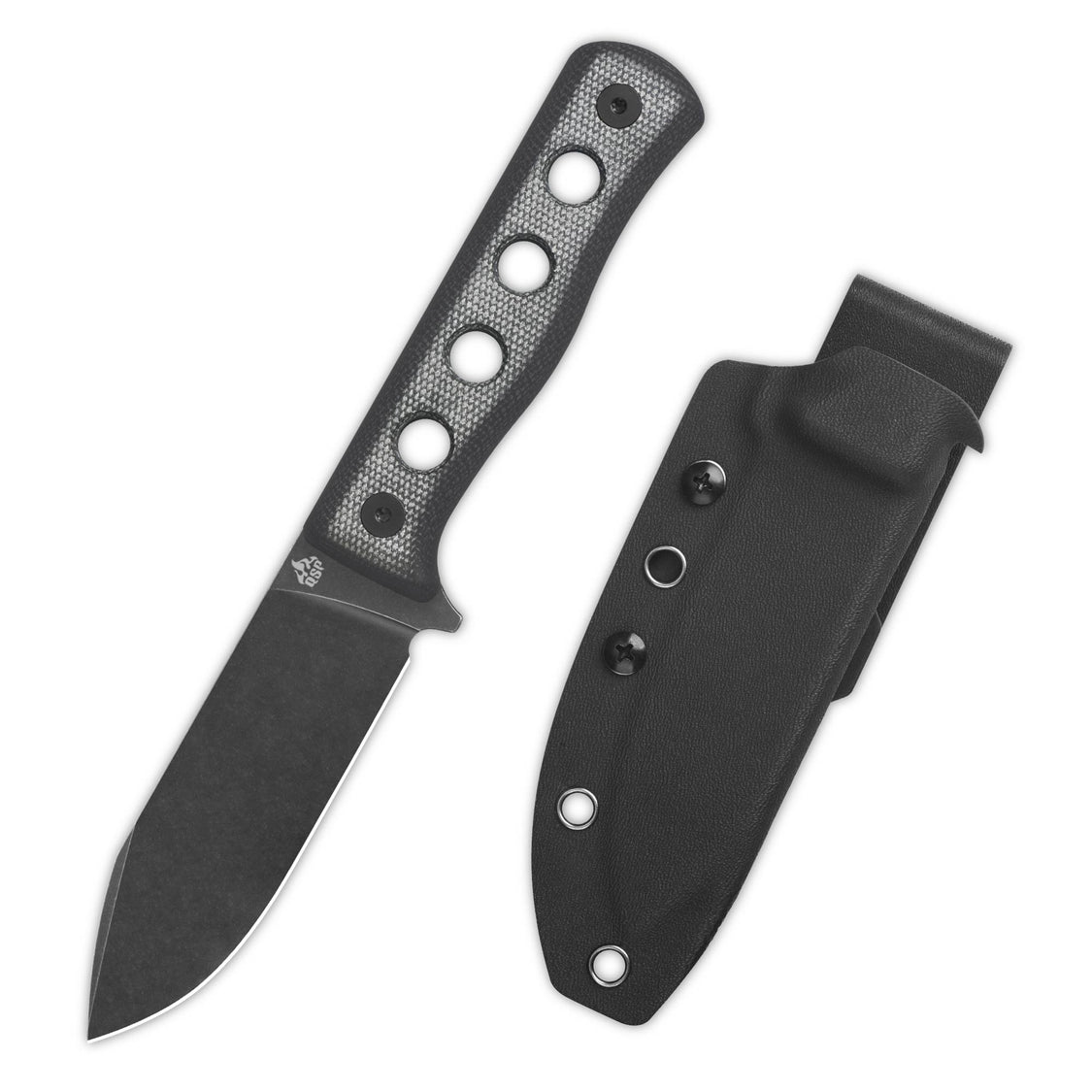 QSP QS155-B2 Canary Fixed Blade Knife Cr8Mo2VSi(DC53) Blade Black Micarta Handle
