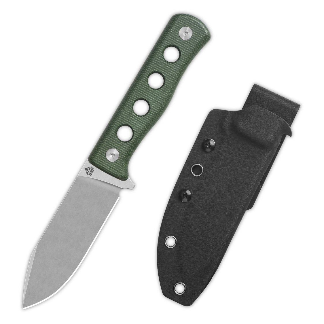 QSP QS155-C1 Canary Fixed Blade Knife Cr8Mo2VSi(DC53) Blade Green Micarta Handle