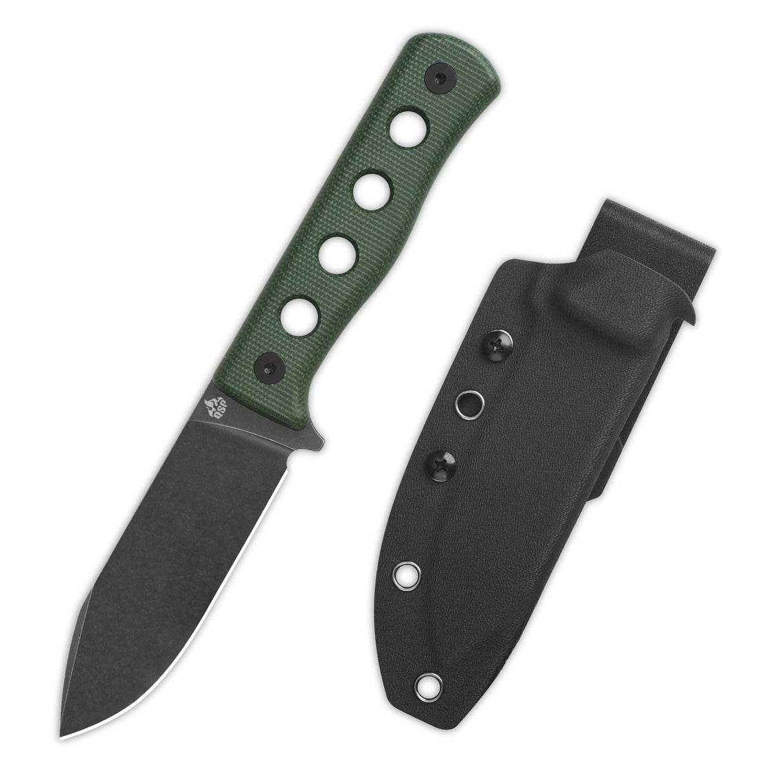 QSP QS155-C2 Canary Fixed Blade Knife Cr8Mo2VSi(DC53) Blade Green Micarta Handle