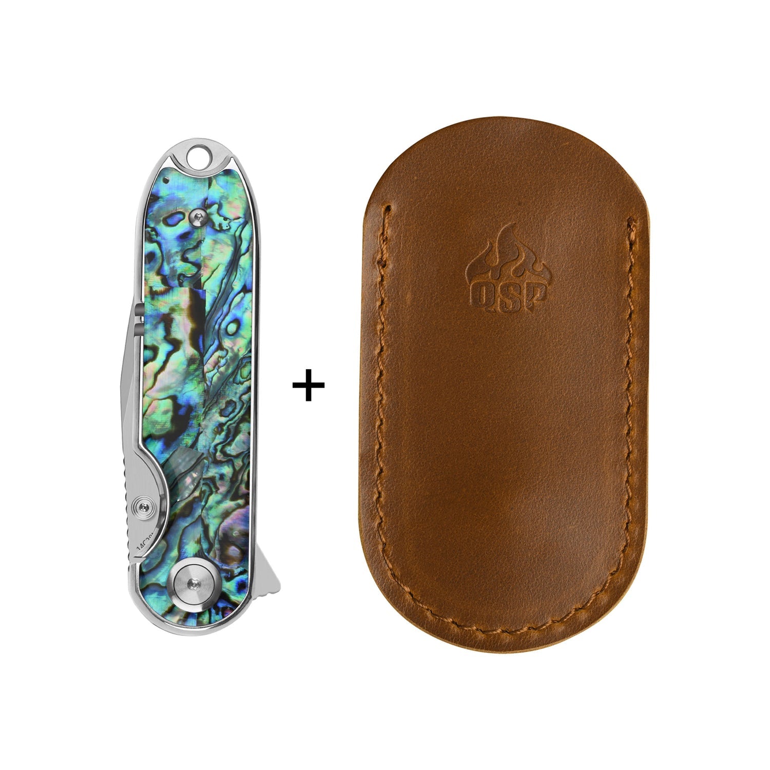 QSP Nebula QS168-F 14C28N Blade Abalone Handle Liner Lock Folding Knife