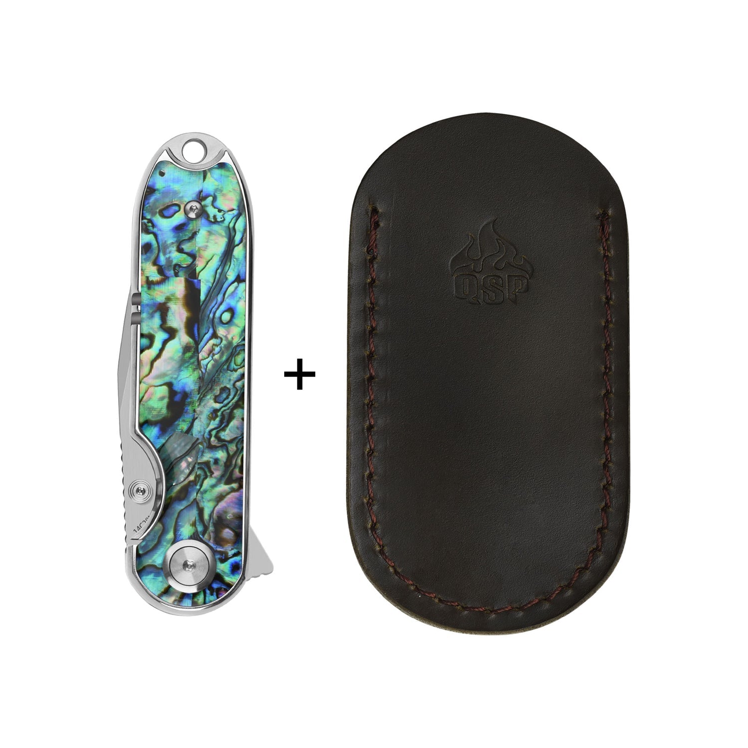 QSP Nebula QS168-F 14C28N Blade Abalone Handle Liner Lock Folding Knife