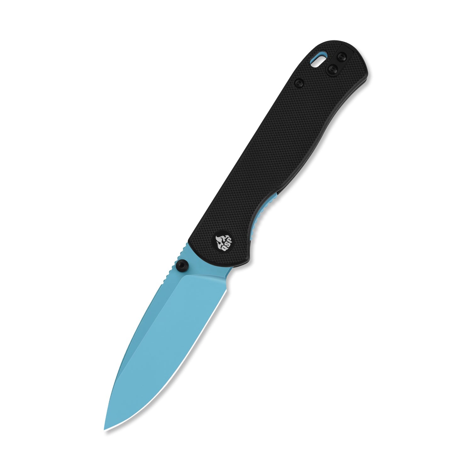 QSP Ferret QS170-A4 Sky Blue Nitro-V Blade Black G10 Handle Liner Lock Folding Knife
