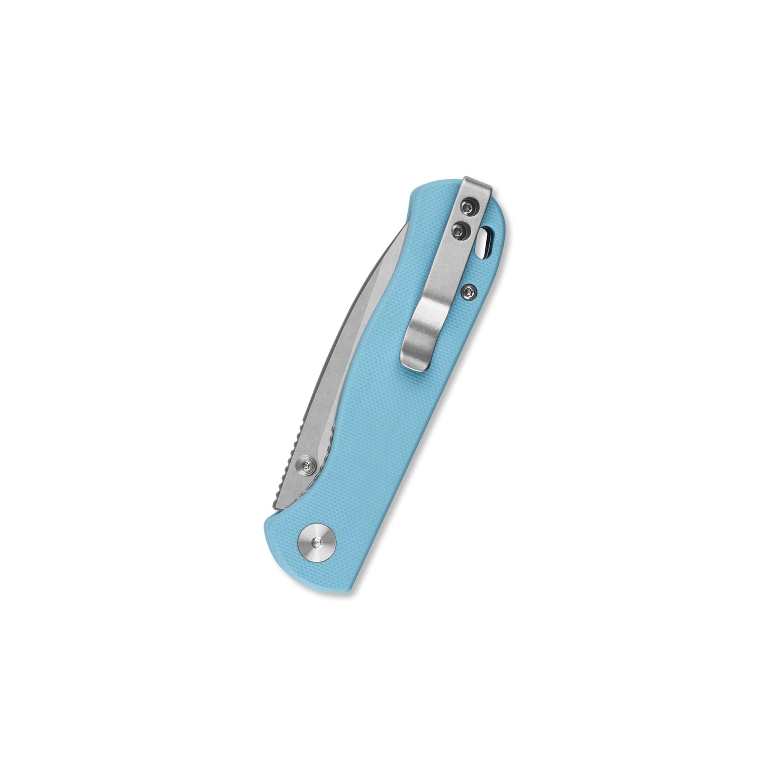 QSP Ferret QS170-B1 Stonewashed Nitro-V Blade Sky Blue G10 Handle Liner Lock Folding Knife