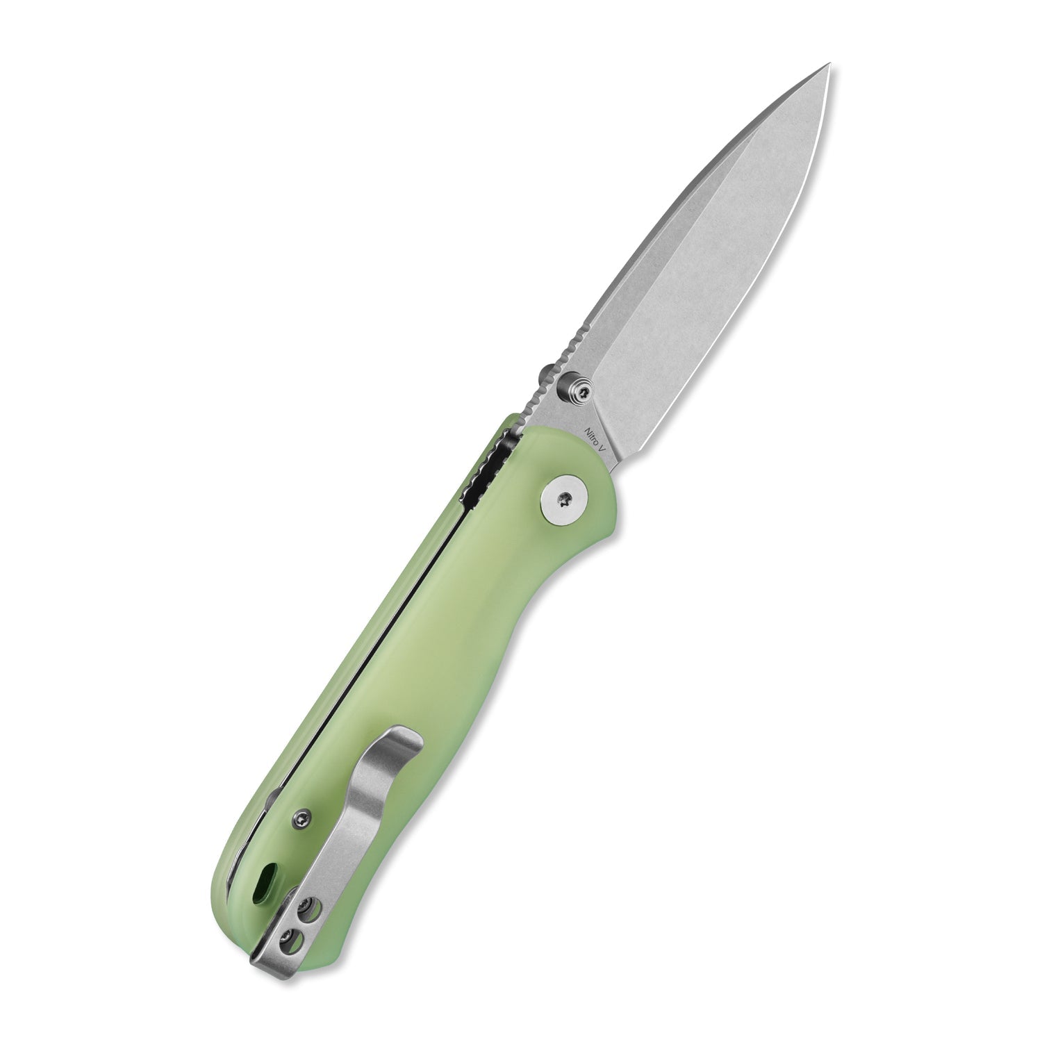 QSP Ferret QS170-C1 Stonewashed Nitro-V Blade Glow-in-the-Dark Resin Handle Liner Lock Folding Knife