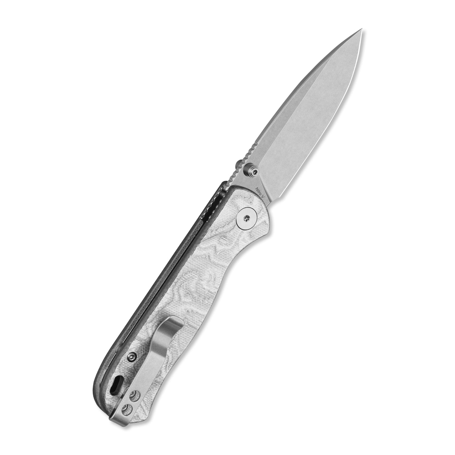 QSP Ferret QS170-D1 Stonewashed Nitro-V Blade Aluminum Foil G10 Handle Liner Lock Folding Knife