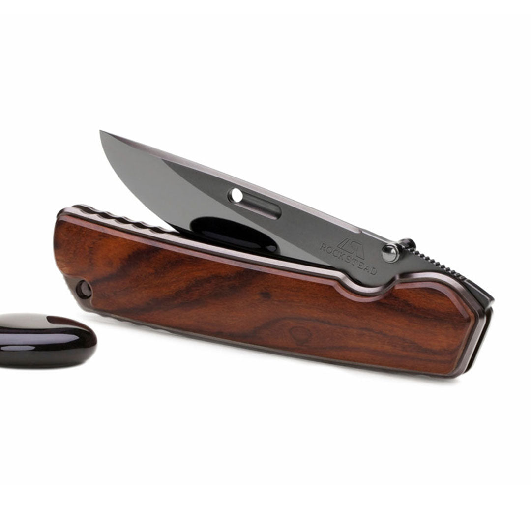 Rockstead Folding Knife HIGO-X-IW-ZDP ZDP189 Blade Titanium With Wood Handle