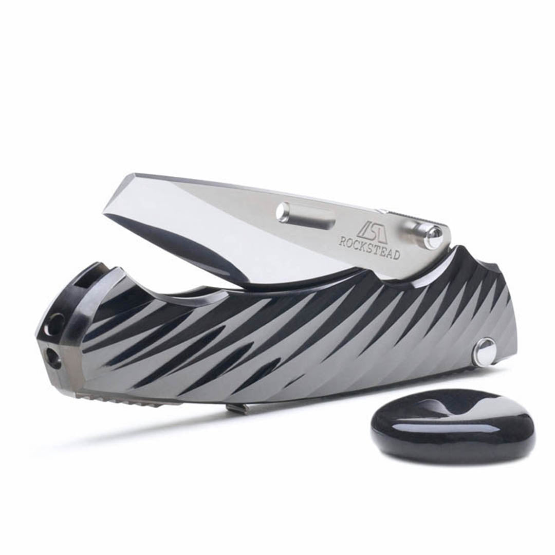 Rockstead RYO H-ZDP (BK) ZDP189 Blade Black DLC Titanium Handle Button Lock