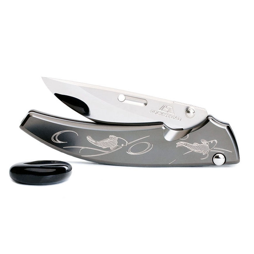 Rockstead Folding Knives SHU（KOI）ZDP189 Blade Titanium Handle Button Lock